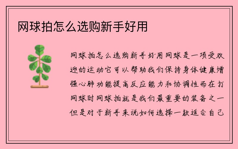 网球拍怎么选购新手好用